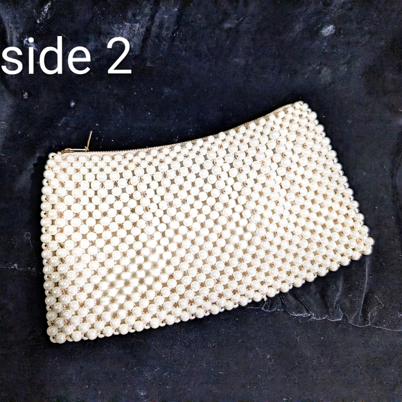 1950s Hand Beaded Faux Pearls Clutch Bag By Josef - Made In Japan - Picture 4 of 13